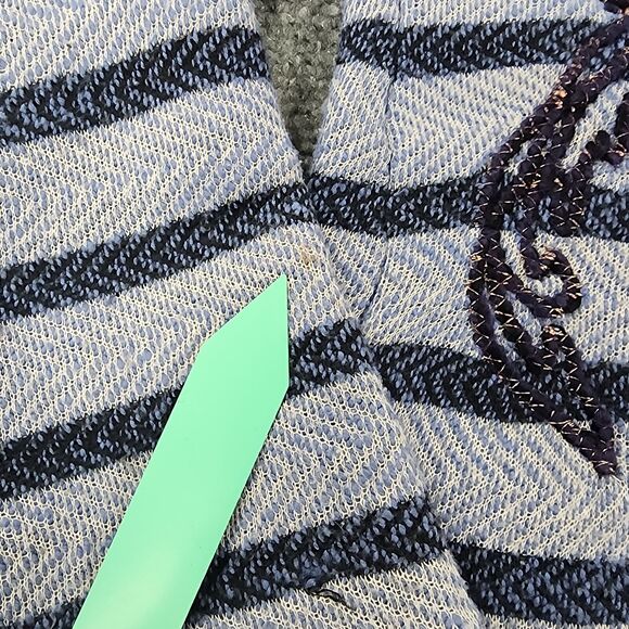 Soft Surroundings Sweater Womens Petite Large Blue Stripe Floral Embroidered Top - Picture 12 of 16